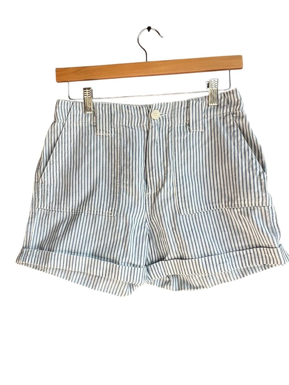 Lucky Brand Y2K Women's High Waist Linen Blend Casual Shorts Striped Size 24